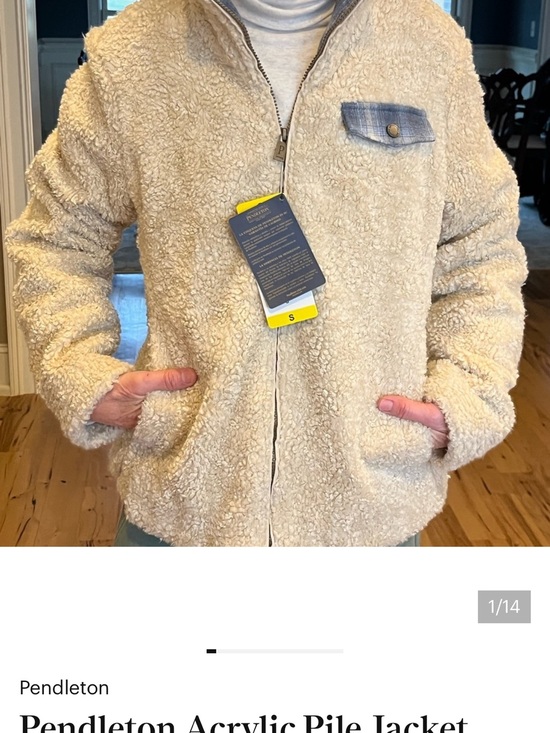 Pendleton Jackets & Blazers - Pendleton Cream Sherpa Zip Jacket with Contrast Chest Flap